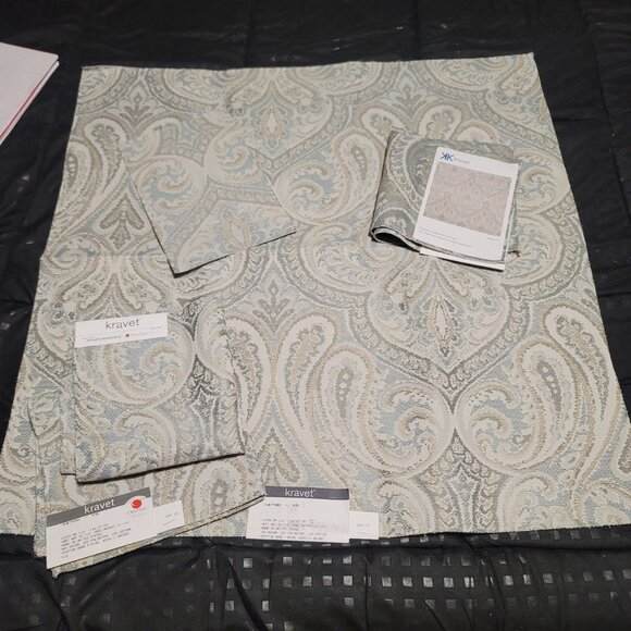 6 Kravet Fabric Remnants  White Greens Assorted See Description for Sizes - Picture 2 of 10